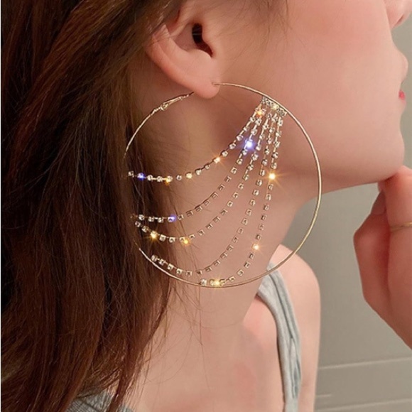 Gorgeous Rhinestone Hoops - Picture 4 of 7